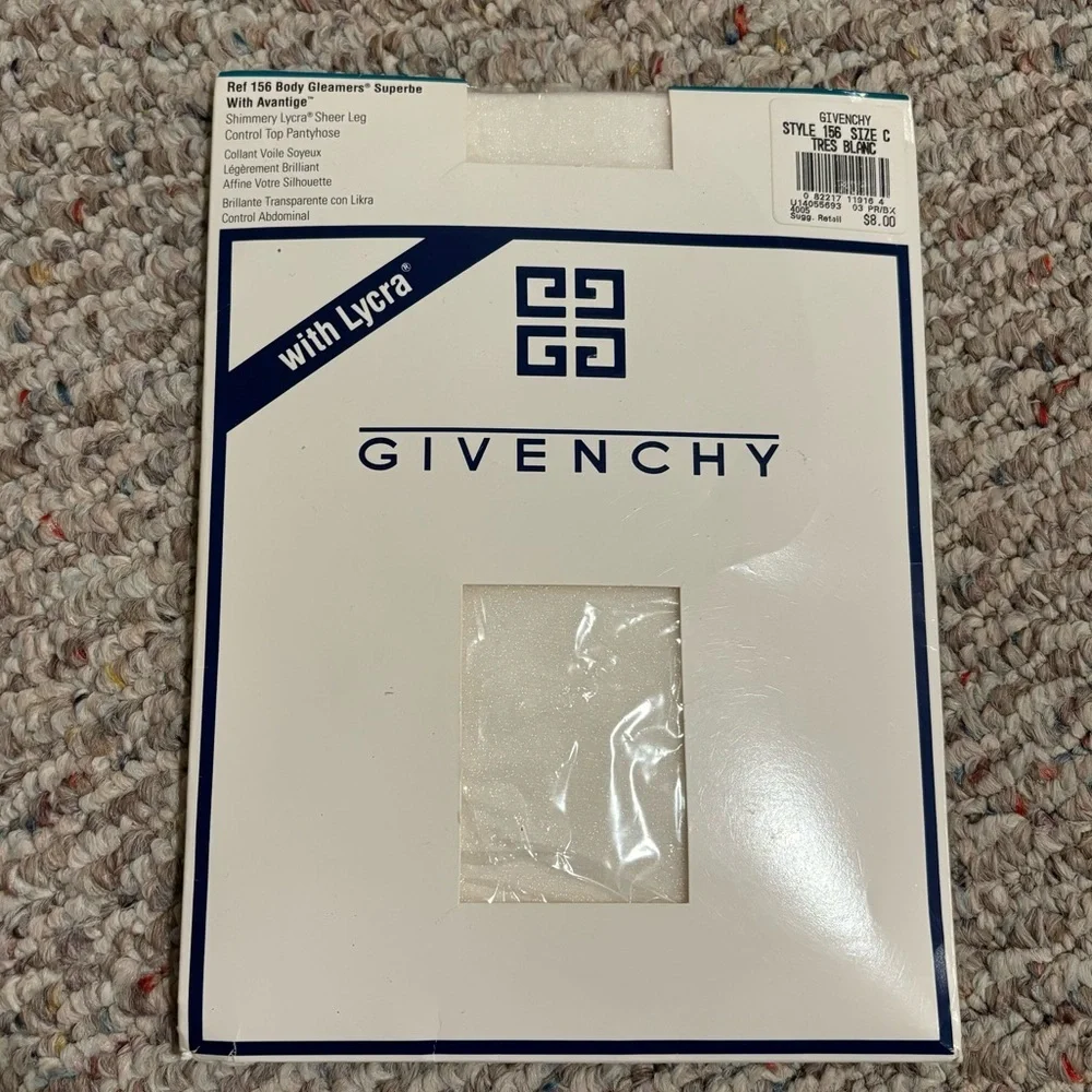 NWT Givenchy Body Gleamers Pantyhose Shimmery White Control Top- Size Large